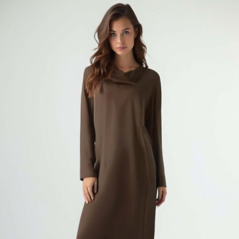 ❤️ CMC Color Me Cotton Brown Maxi Dress Longsleeves Size XS